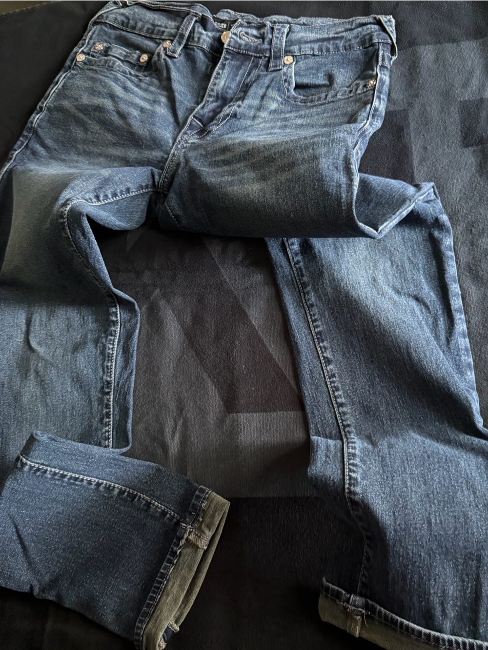 True Religion Men's Dark Blue Straight Jeans